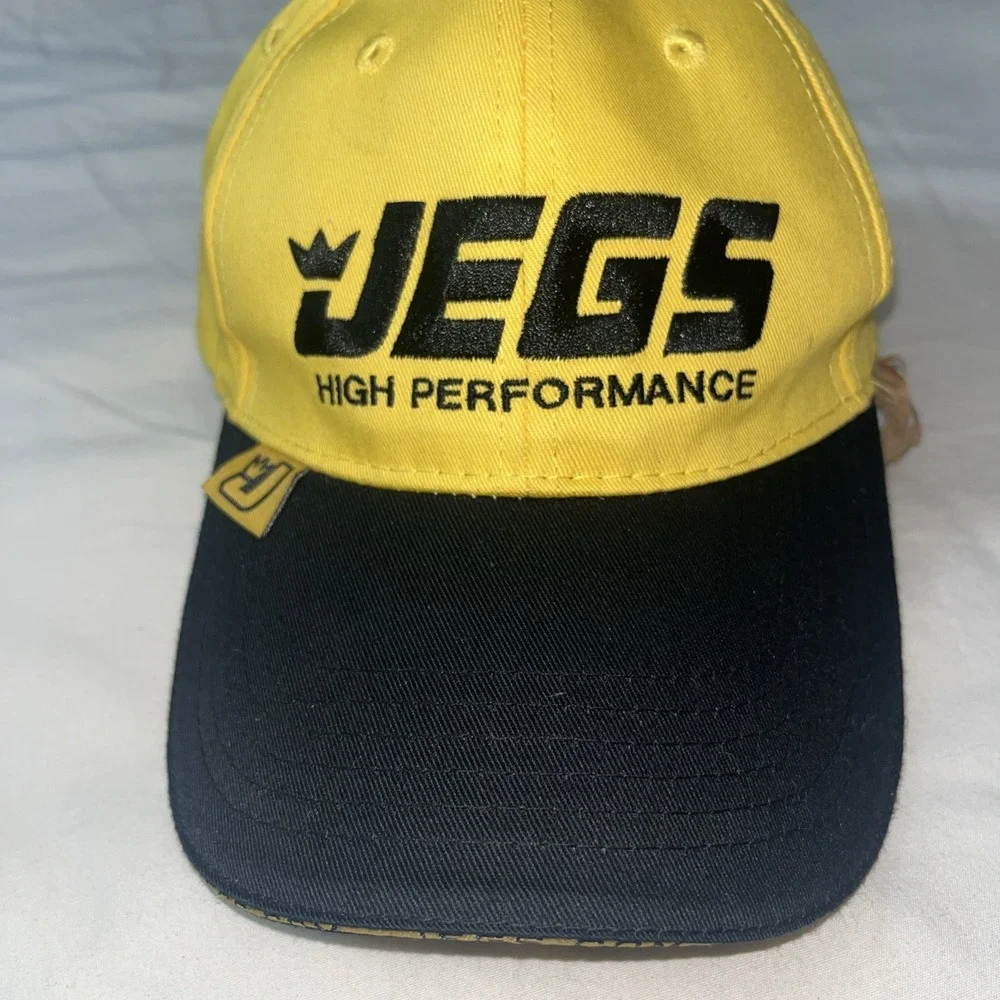 JEGS HIGH PERFORMANCE Yellow Black Baseball Hat Adjustable Strapback Can Cooler‎